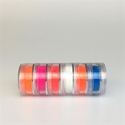 hvid, blå og orange neonpigmenter til negle